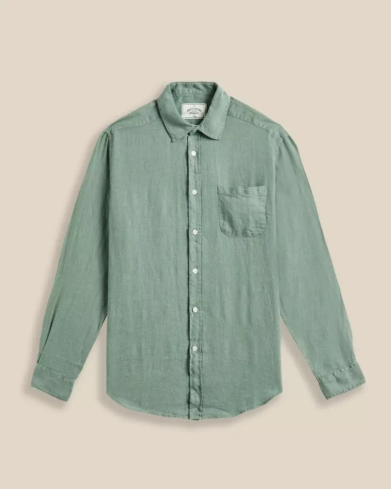 Portuguese Flannel Dry Green Linen Hemd Herren grün 